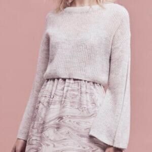 Anthropologie on Snow Bell Sleeve Cropped Alpaca Sweater in Gray Women's XS $178